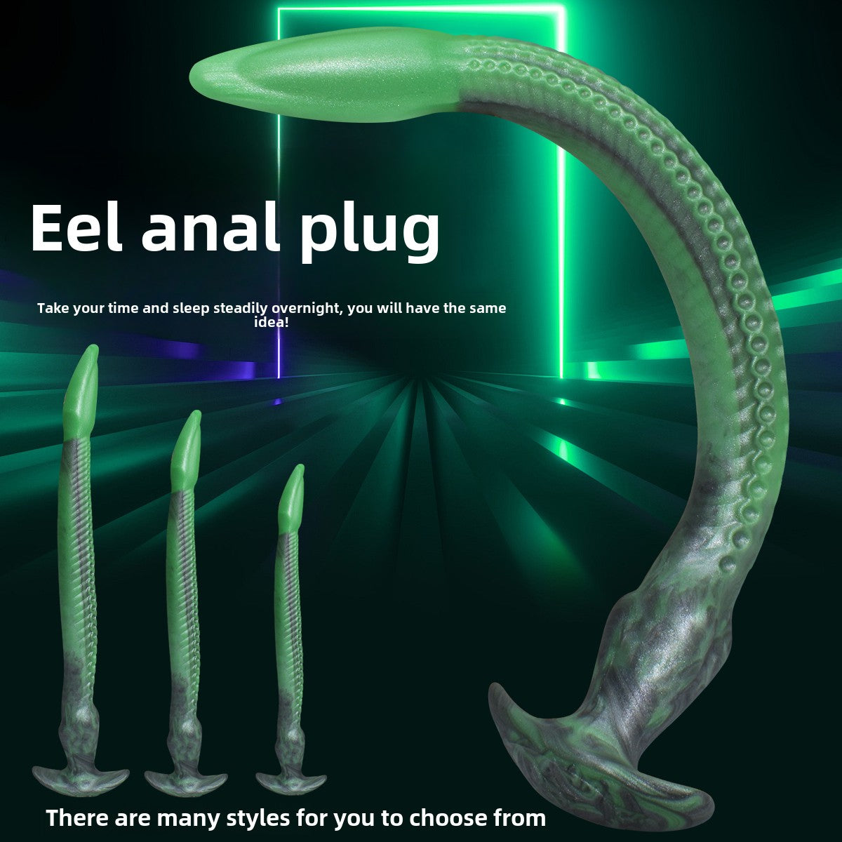 Dark green eel, suitable for both vaginal and anal use