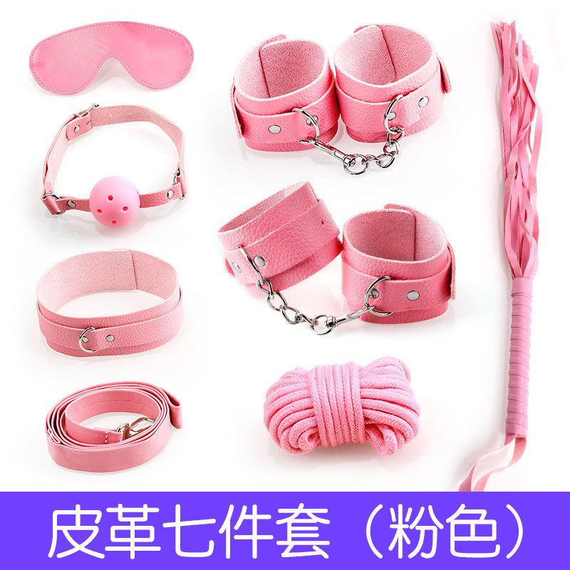 Bondage leather plush seven-piece set 7-piece set couple passion sex toys SM supplies